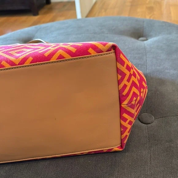 Tory Burch Pink and Orange Patterned Tote - Picture 6 of 12